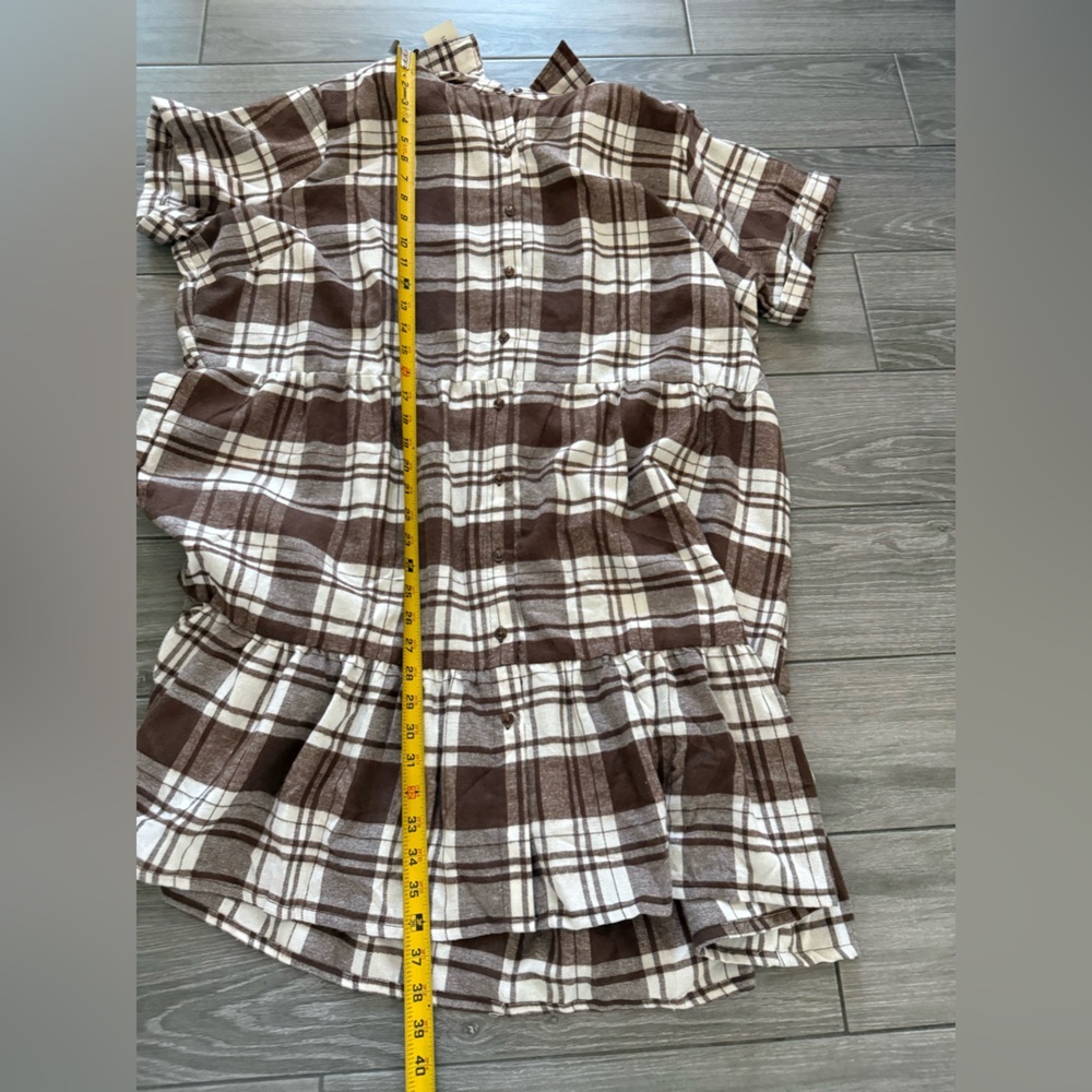 Madison+Husdon|Brown & White Plaid Button-Up Shirt Dress,Casual relaxed fit•NWT - Picture 10 of 11